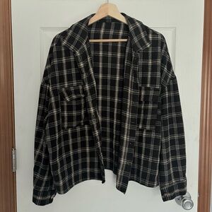 Black and White Plaid Flannel Shirt